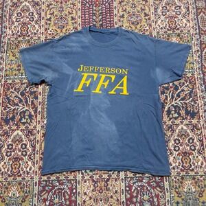 VTG 90s Jefferson FFA T-Shirt Blue Short Sleeve Graphic Sun Faded Mens L